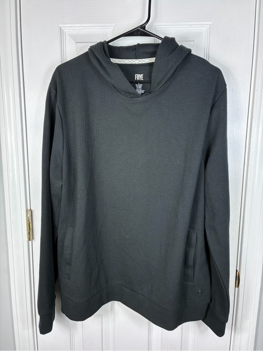 FRYE Mens Donegal Waffle Knit Pullover Hoodie Large